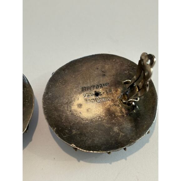 Vintage Sterling Silver Hectors Taxco Clip On Earrings Huge - Picture 4 of 4